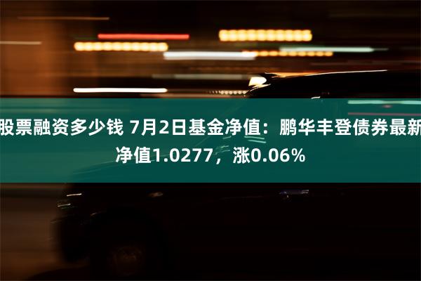 股票融资多少钱 7月2日基金净值：鹏华丰登债券最新净值1.0277，涨0.06%