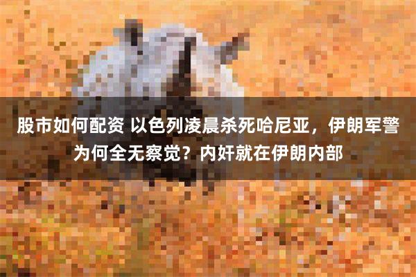 股市如何配资 以色列凌晨杀死哈尼亚，伊朗军警为何全无察觉？内奸就在伊朗内部