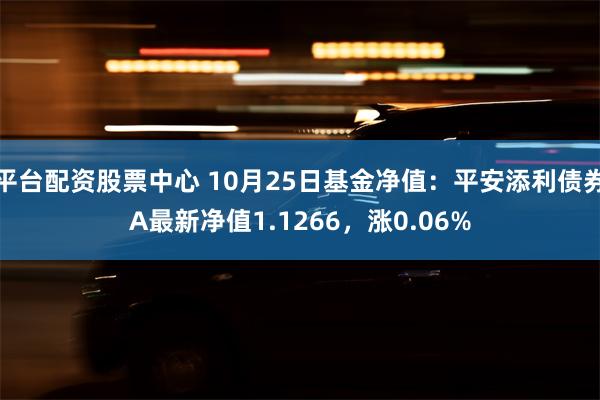 平台配资股票中心 10月25日基金净值：平安添利债券A最新净值1.1266，涨0.06%