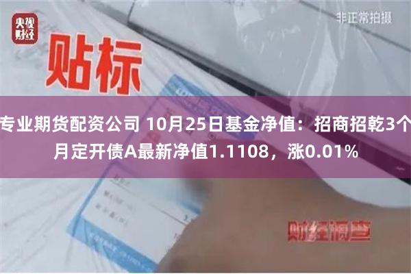 专业期货配资公司 10月25日基金净值：招商招乾3个月定开债A最新净值1.1108，涨0.01%