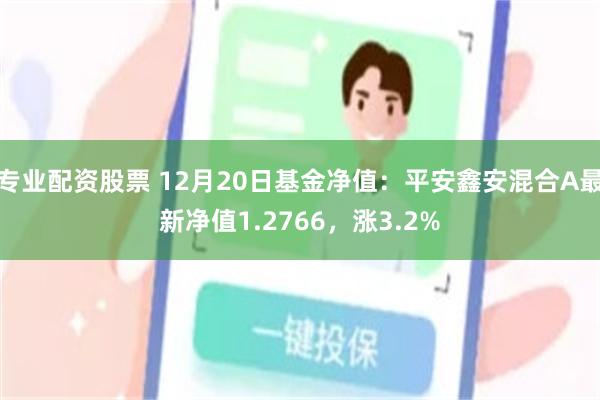 专业配资股票 12月20日基金净值：平安鑫安混合A最新净值1.2766，涨3.2%